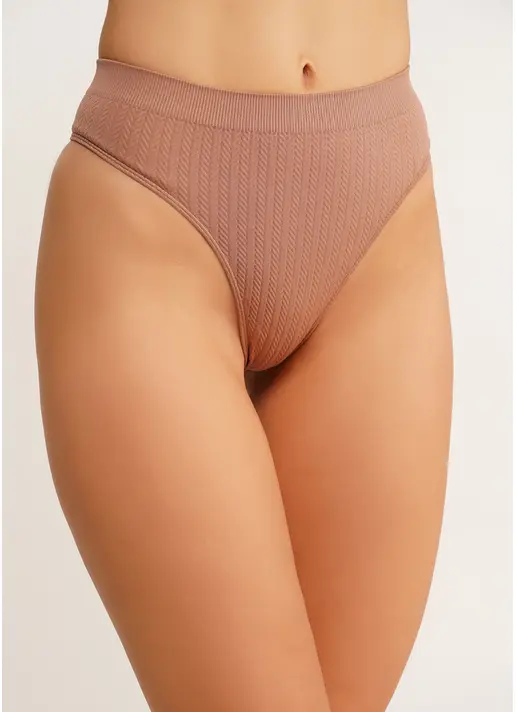 Фактурні безшовні стрінги STRING BRIEFS BRAID mokko (коричневий)