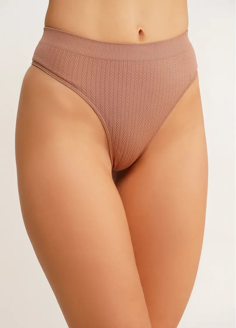 Фактурні безшовні стрінги STRING BRIEFS BRAID mokko (коричневий)