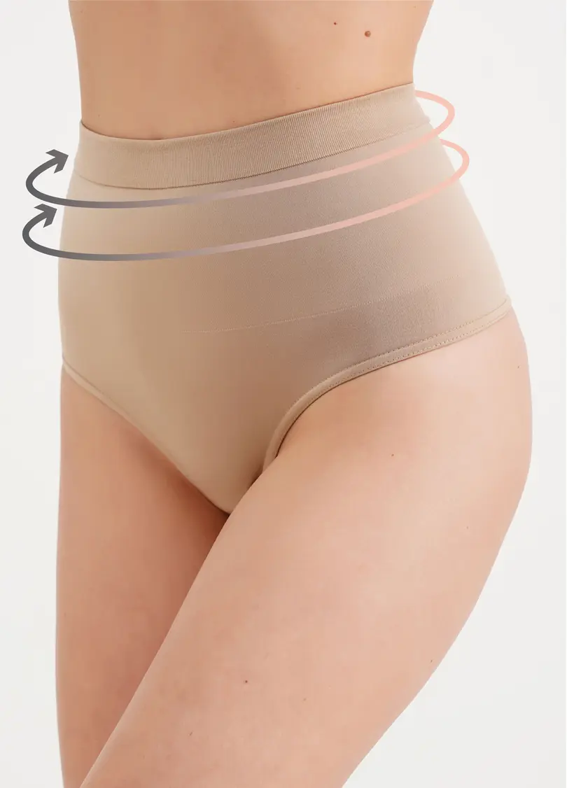 Безшовні труси стрінги моделюючі STRING HIGH WAIST MODELLING beige (бежевий)