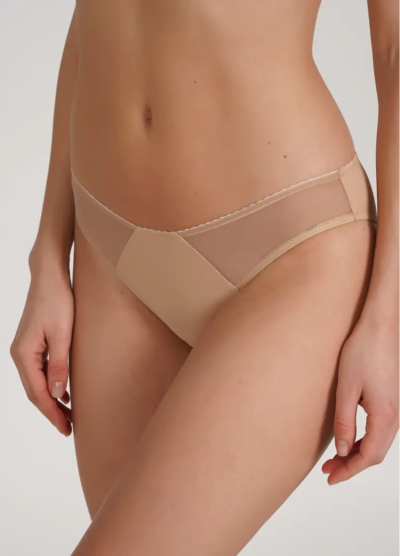 Бразиліана трусики з мікрофібри та сітки Soft micro 2211/22 beige (бежевий)