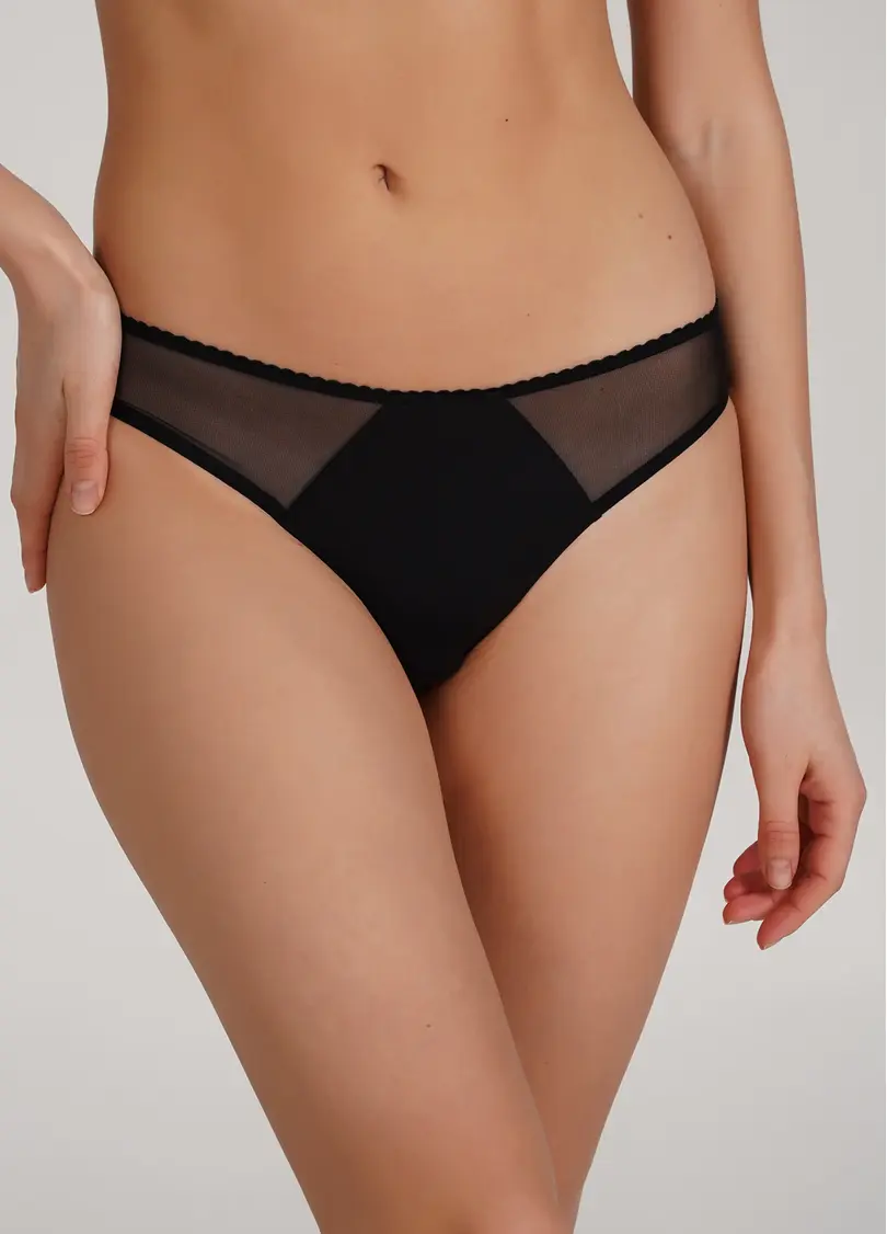 Бразиліана трусики з мікрофібри та сітки Soft micro 2211/22 black (чорний)