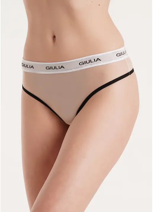 Трусики стрінги з сітки STRING BRIEFS NET 2101/40 beige/black (бежевий/чорний)