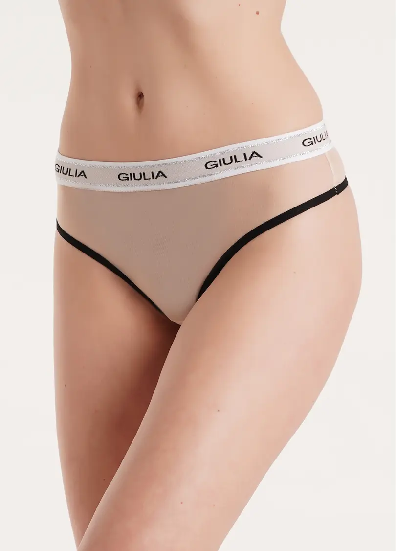 Трусики стрінги з сітки STRING BRIEFS NET 2101/40 beige/black (бежевий/чорний)