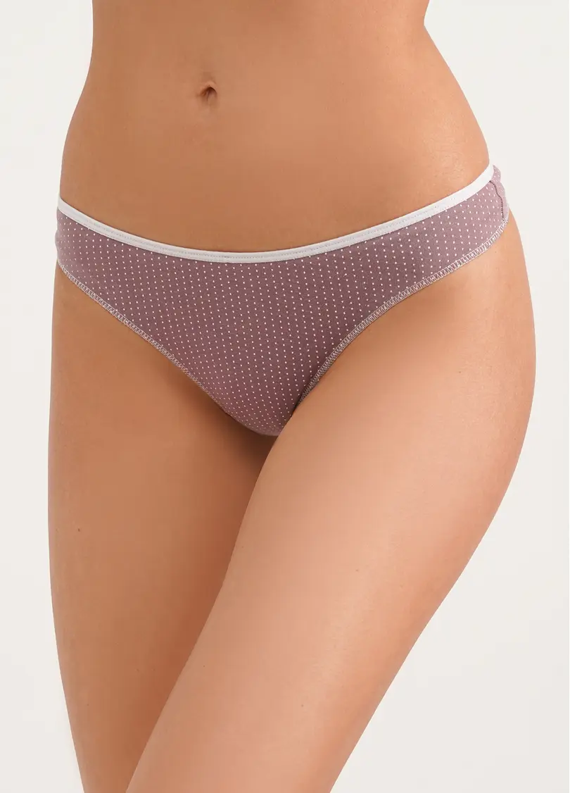 Трусики танга з бавовни Sweet cotton 2102/60 coffee dots (коричневий)