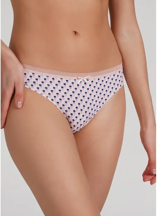Трусики танга з бавовни Sweet cotton 2102/60 lilac grid (рожевий)
