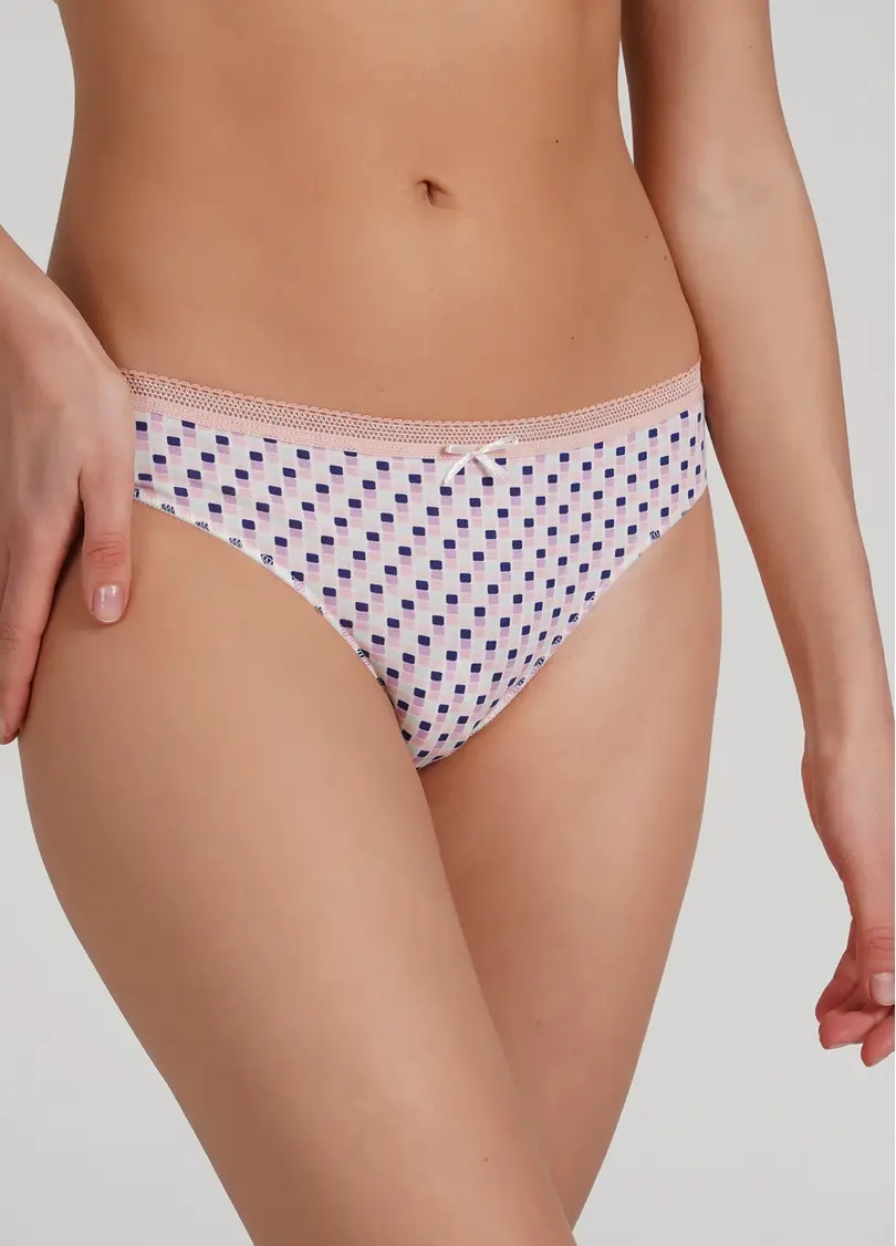 Трусики танга з бавовни Sweet cotton 2102/60 lilac grid (рожевий)