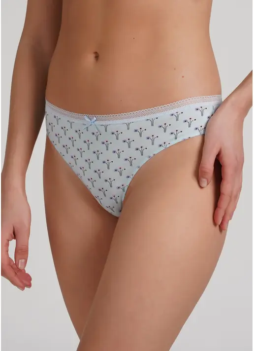 Трусики танга з бавовни Sweet cotton 2102/60 mint flow (блакитний)