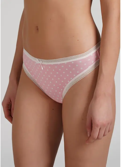 Бавовняні бразиліана трусики в горох Sweet cotton 2212/06 pink dots (рожевий)