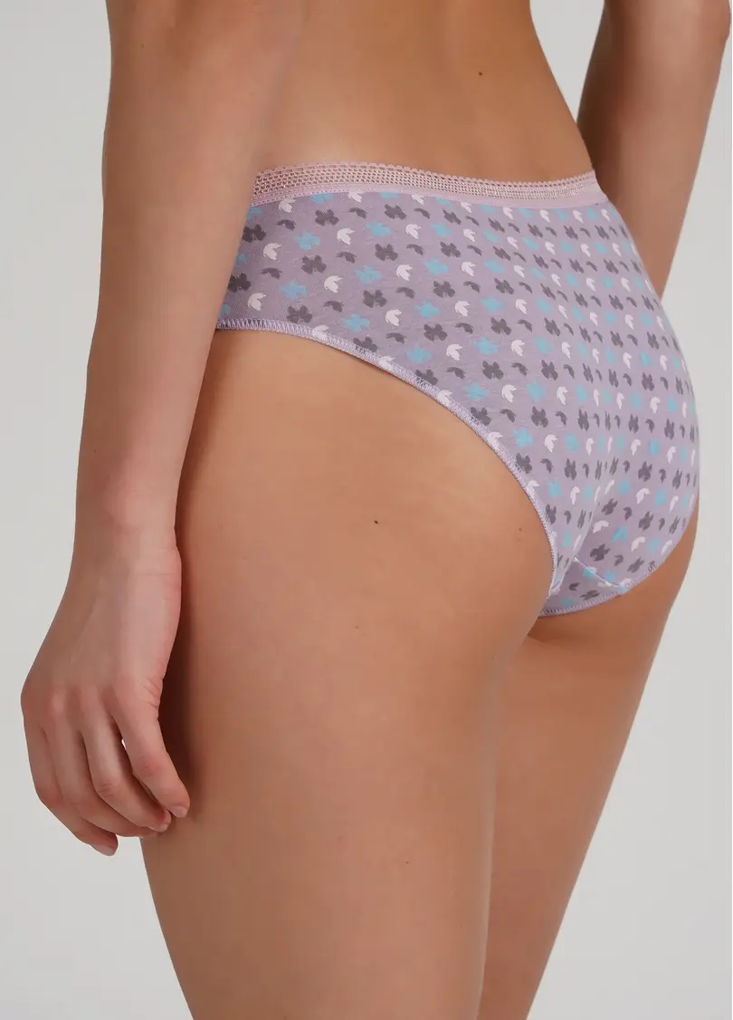 Класичні трусики сліпи з принтом метеликів Sweet cotton 2301/60 lilac flow (фіолетовий)
