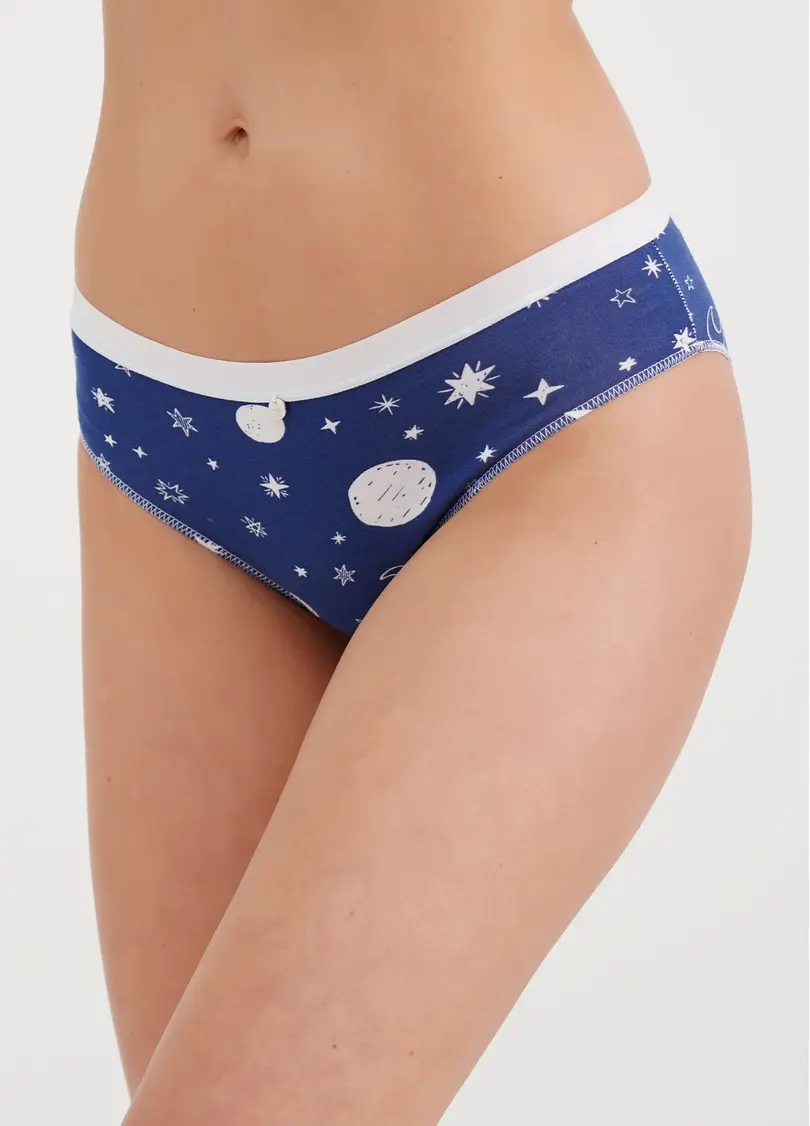 Класичні трусики сліпи в зірки Sweet cotton 2301/60 moon (синій)