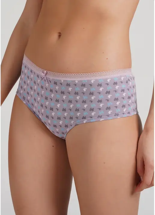 Трусики хіпстери бавовняні з візерунком метеликів Sweet cotton 2602/60 lilac flow (фіолетовий)