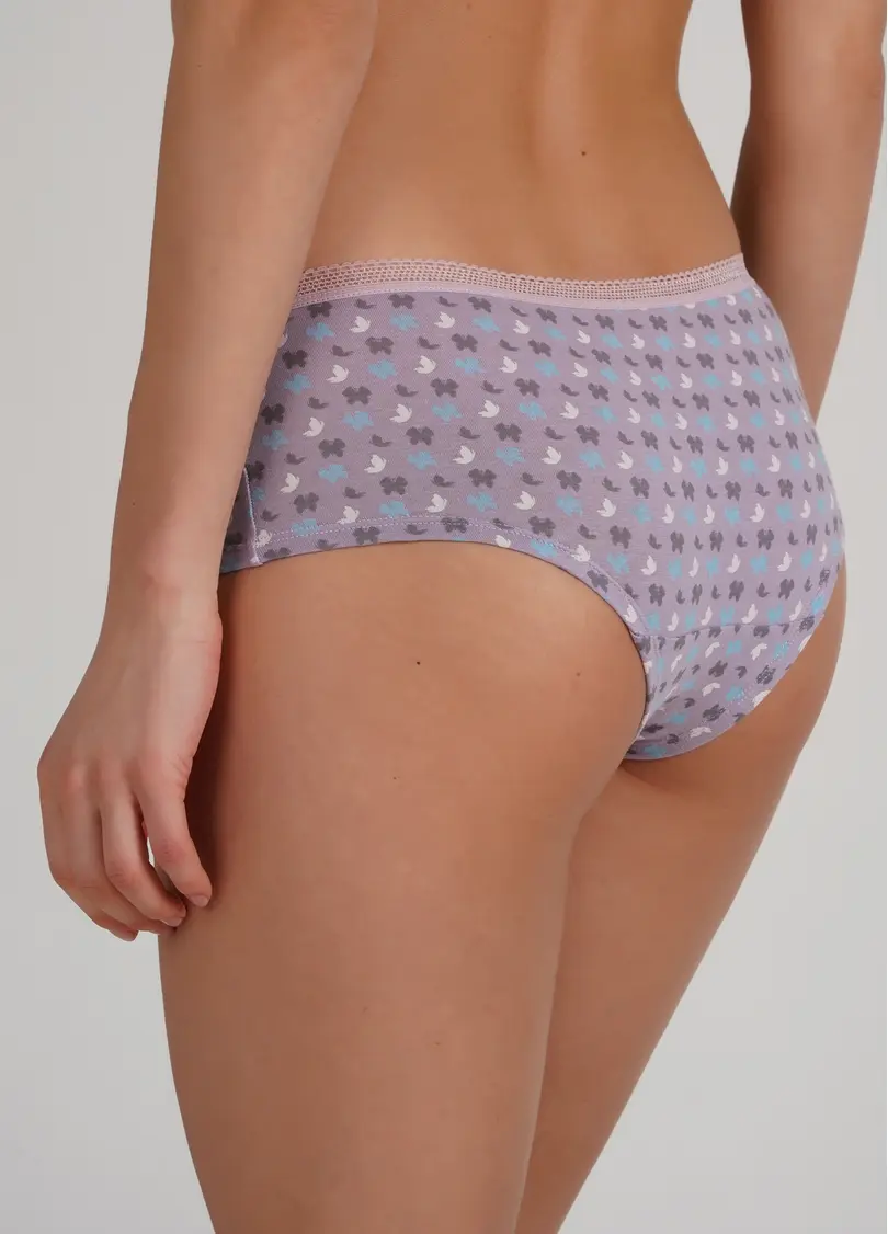 Трусики хіпстери бавовняні з візерунком метеликів Sweet cotton 2602/60 lilac flow (фіолетовий)