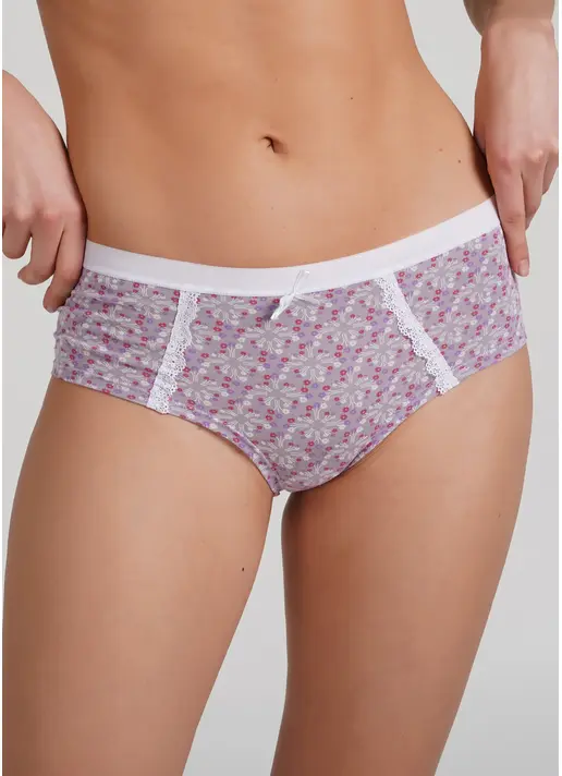 Трусики хіпстери бавовняні з квітковим візерунком Sweet cotton 2602/60 lilac tracery (фіолетовий)