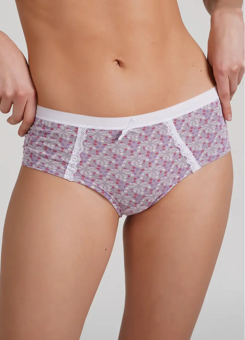 Трусики хіпстери бавовняні з квітковим візерунком Sweet cotton 2602/60 lilac tracery (фіолетовий)