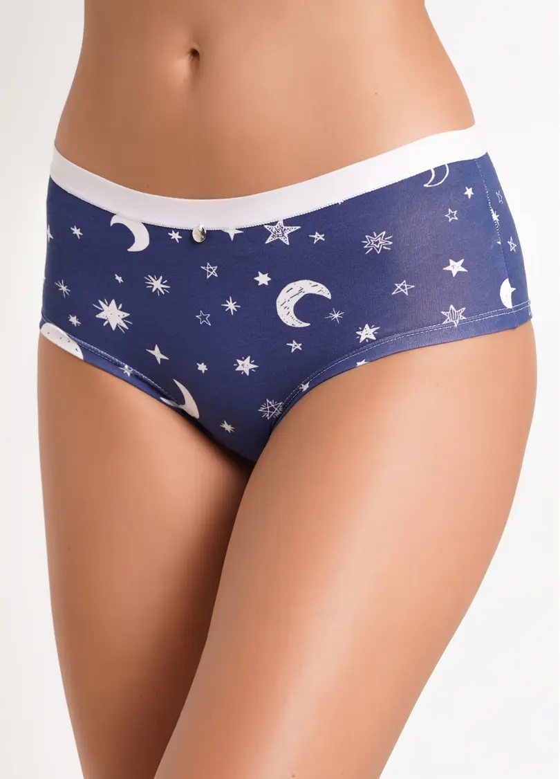 Трусики хіпстери бавовняні з візерунком Sweet cotton 2602/60 moon (фіолетовий)