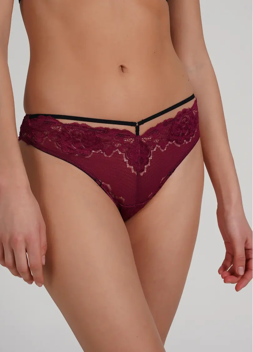 Мереживні трусики танга зі збруєю Sweet plum 2107/31 plum (фуксія)