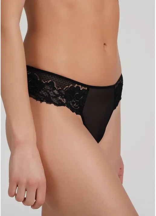 Трусики бразиліана мереживні з сіткою Sweet plum 2216/32 black (чорний) Трусики бразиліана мереживні з сіткою Sweet plum 2216/32 black (чорний)