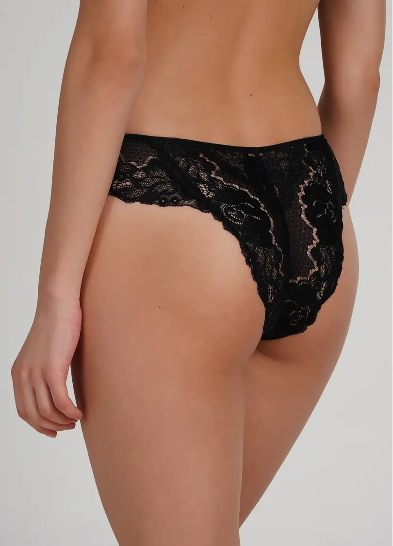 Трусики бразиліана мереживні з сіткою Sweet plum 2216/32 black (чорний)