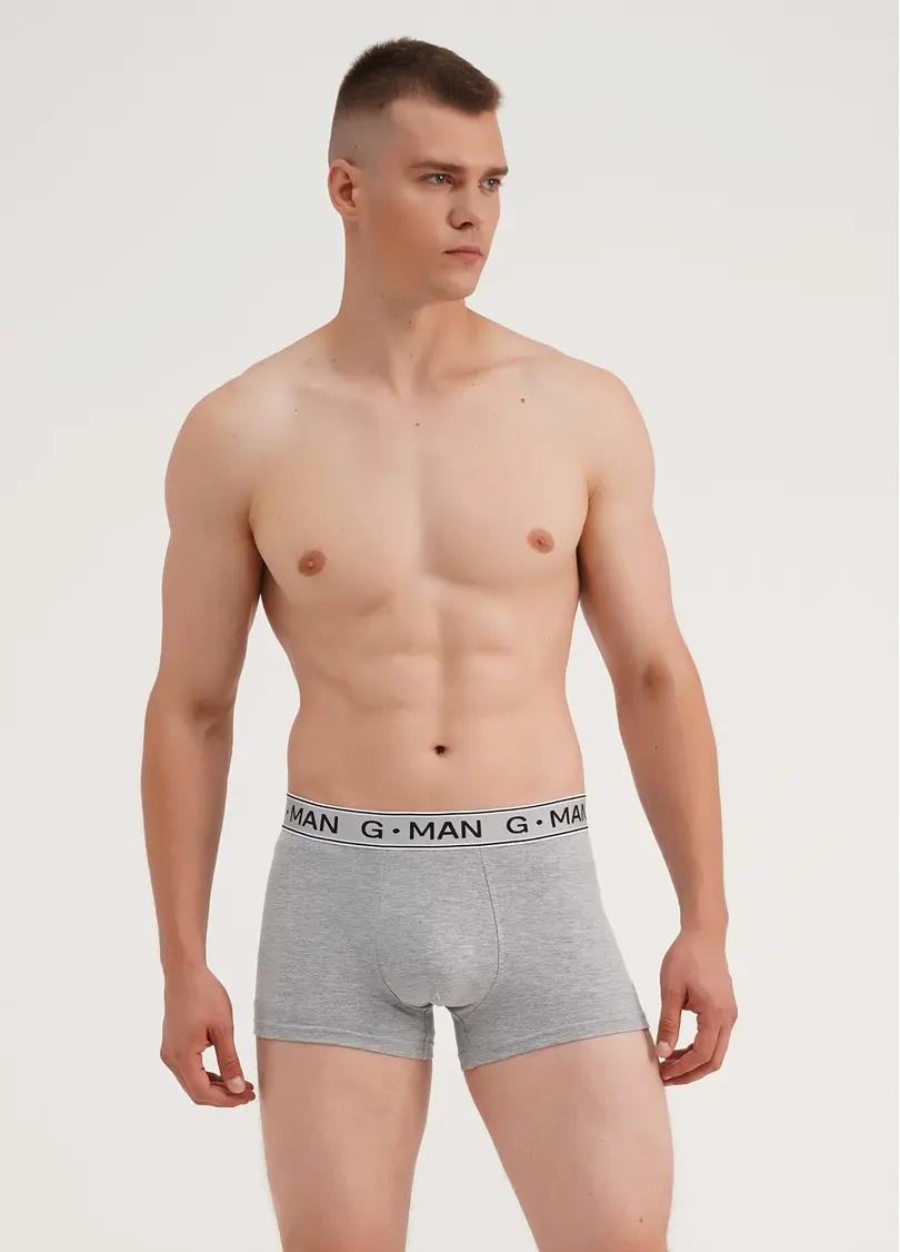 Труси боксери з бавовни G-MAN 20401/60 light grey melange (сірий меланж)