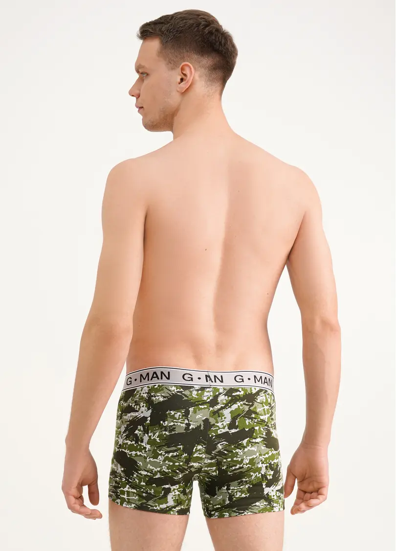 Бавовняні труси боксери з принтом G-MAN PRINT 20401/60 camouflage khaki (зелений)