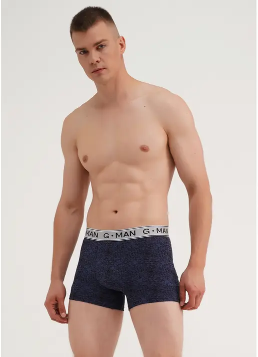 Бавовняні труси боксери з принтом G-MAN PRINT 20401/60 navy/black stripe (синій)