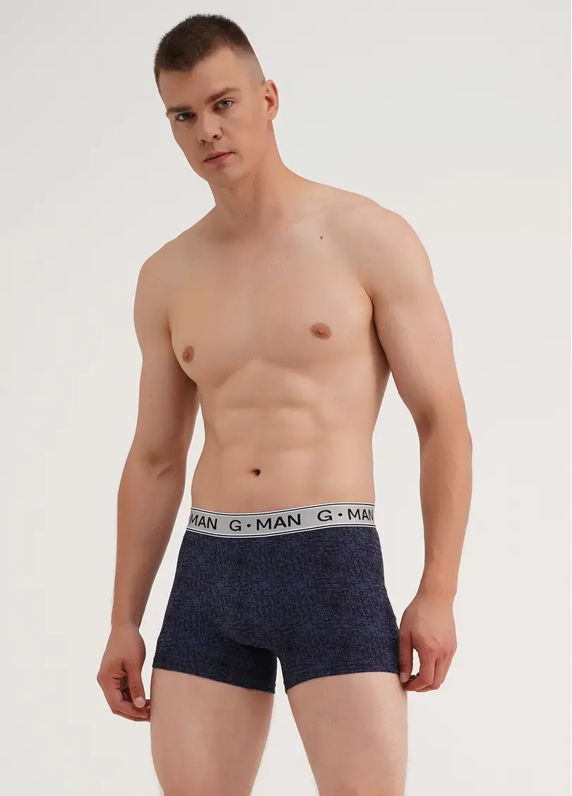 Бавовняні труси боксери з принтом G-MAN PRINT 20401/60 navy/black stripe (синій)