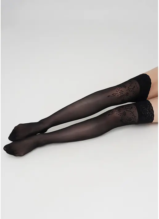 Панчохи з мереживом та малюнком BLOOM 20 (2) calze nero (чорний) Панчохи з мереживом та малюнком BLOOM 20 (2) calze nero (чорний)