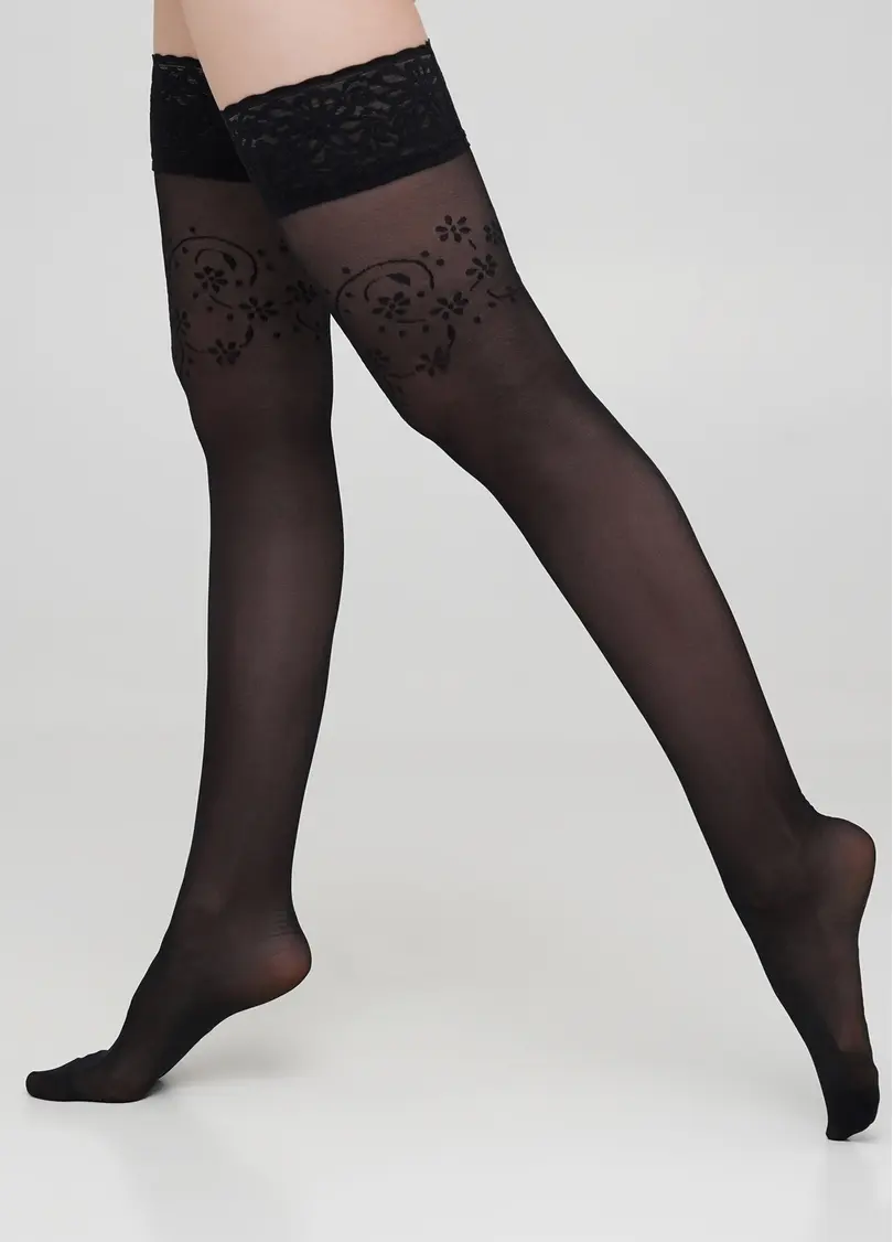 Панчохи з мереживом та малюнком BLOOM 20 (2) calze nero (чорний)