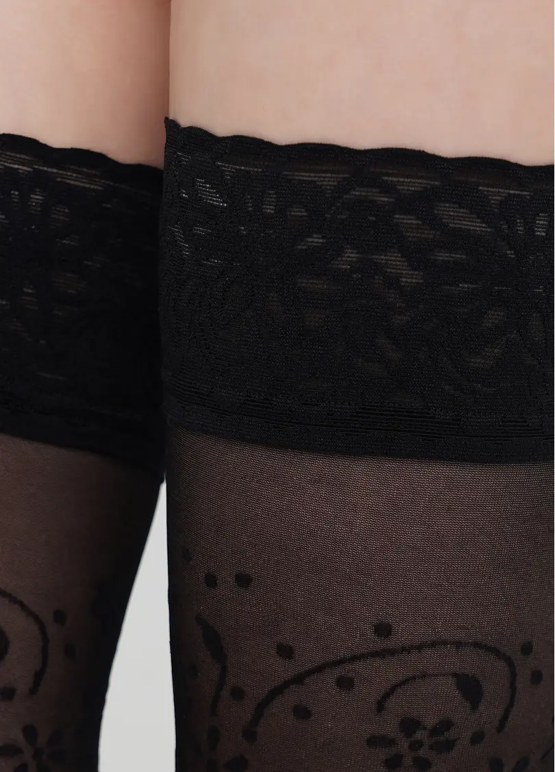 Панчохи з мереживом та малюнком BLOOM 20 (2) calze nero (чорний)
