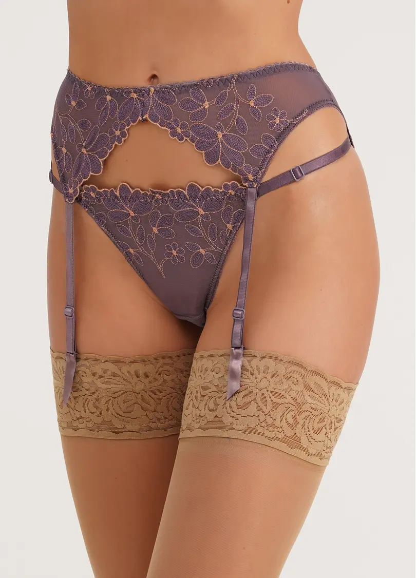 Пояс для панчіх з сітки в квіти Provance 3007/31 lavender (фіолетовий)