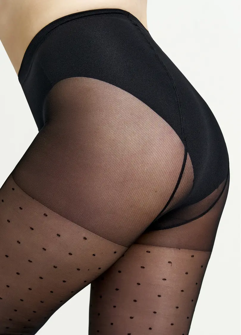 Колготки великих розмірів в горошок POSITIVE AMALIA 20 (1) nero (чорний)