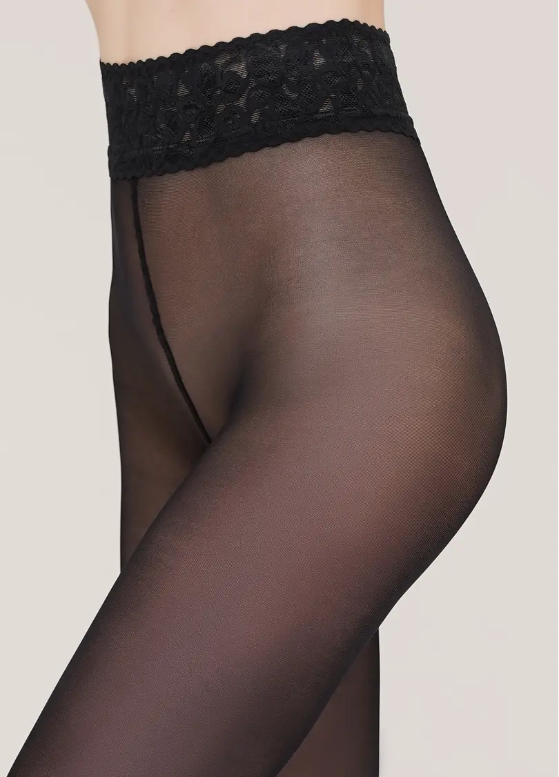 Колготки з ажурним поясом на силіконовій основі Impresso 40 den (nero)