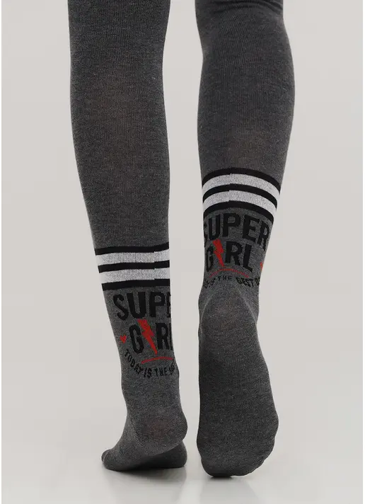 Бавовняні колготки для підлітків з написом D091 TEEN GIRL dark grey melange (сірий)