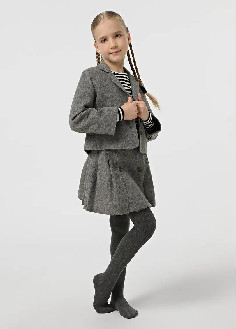 Однотонні дитячі колготки з бавовни ENJOY COTTON dark grey melange (сірий меланж)