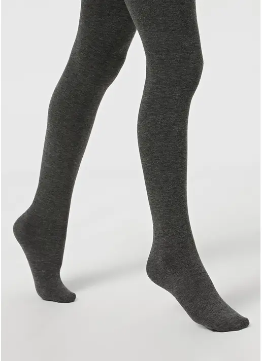 Однотонні дитячі колготки з бавовни ENJOY COTTON dark grey melange (сірий меланж)