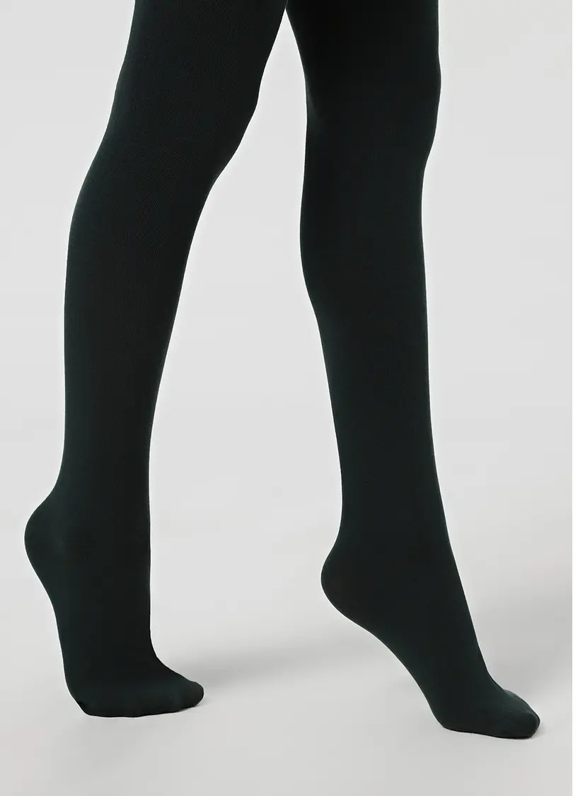 Однотонні дитячі колготки з бавовни ENJOY COTTON deep green (зелений)