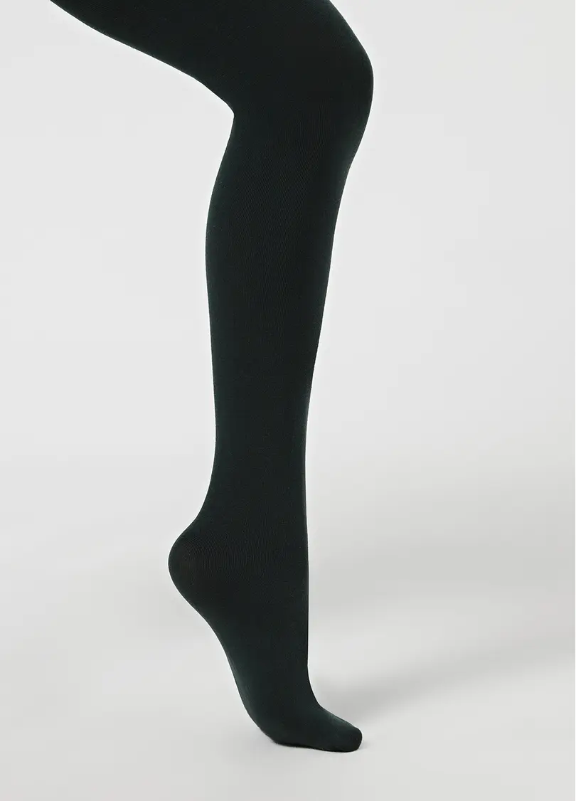 Однотонні дитячі колготки з бавовни ENJOY COTTON deep green (зелений)