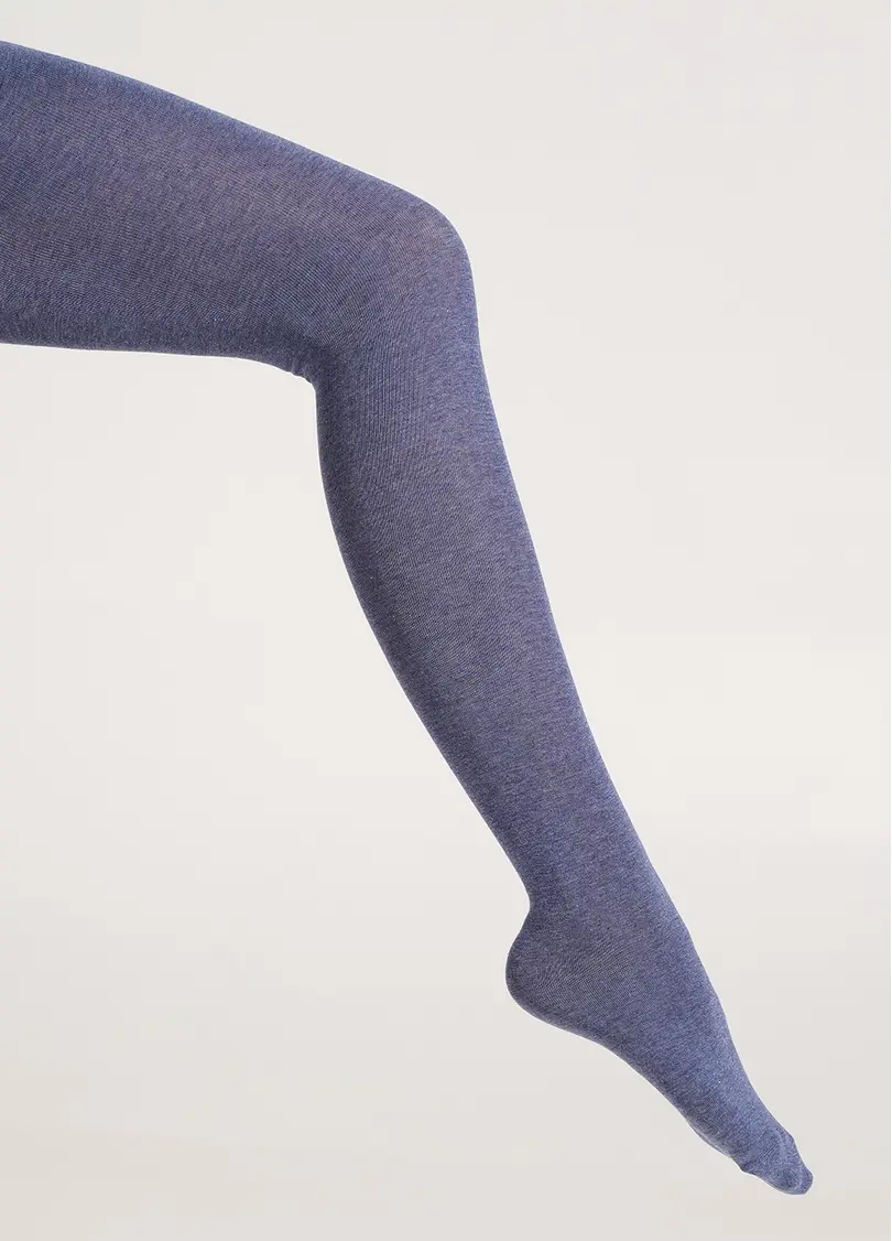 Однотонні дитячі колготки з бавовни ENJOY COTTON denim melange (синій)