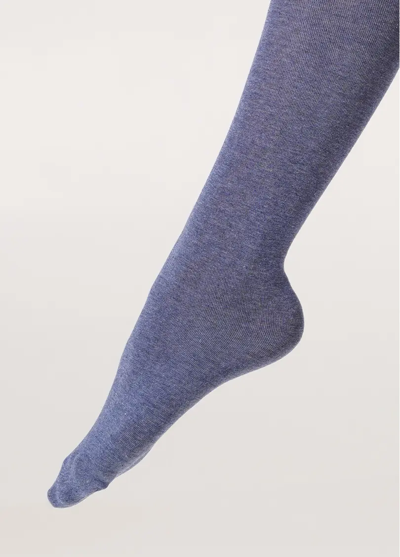 Однотонні дитячі колготки з бавовни ENJOY COTTON denim melange (синій)