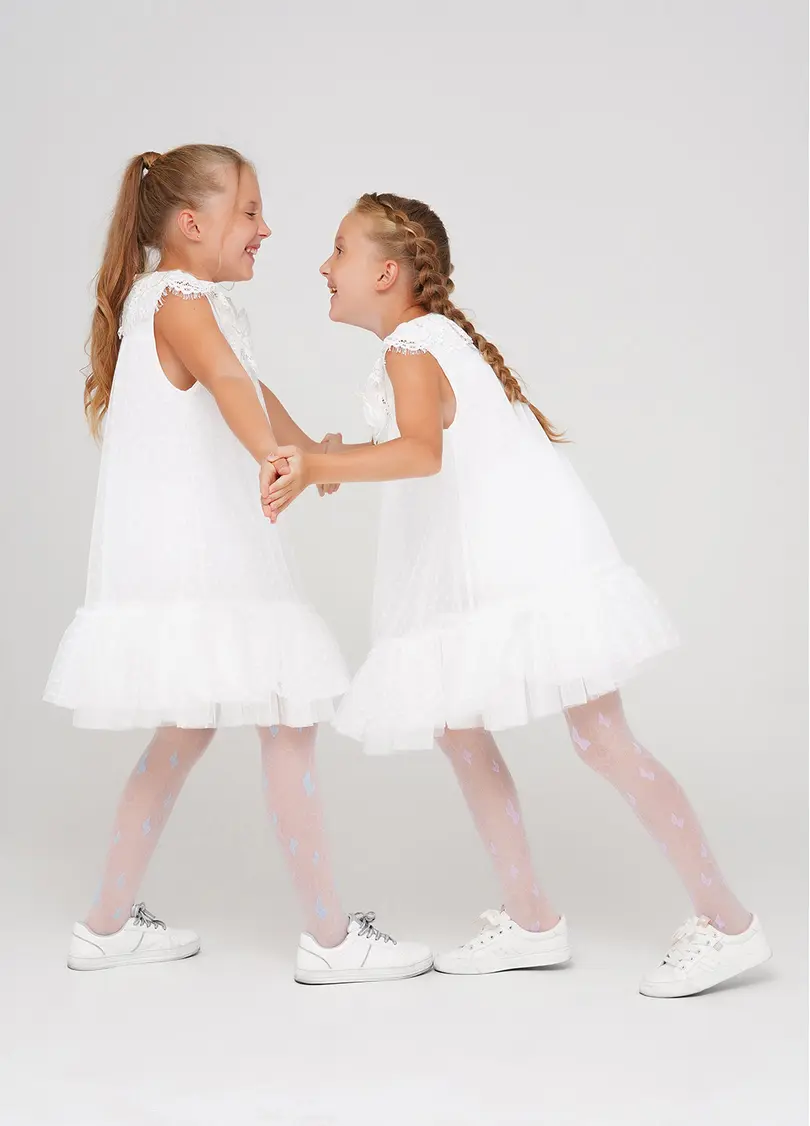 Капронові колготки для дівчаток з малюнком ERIN 20 (2) bianco/blue (білий)