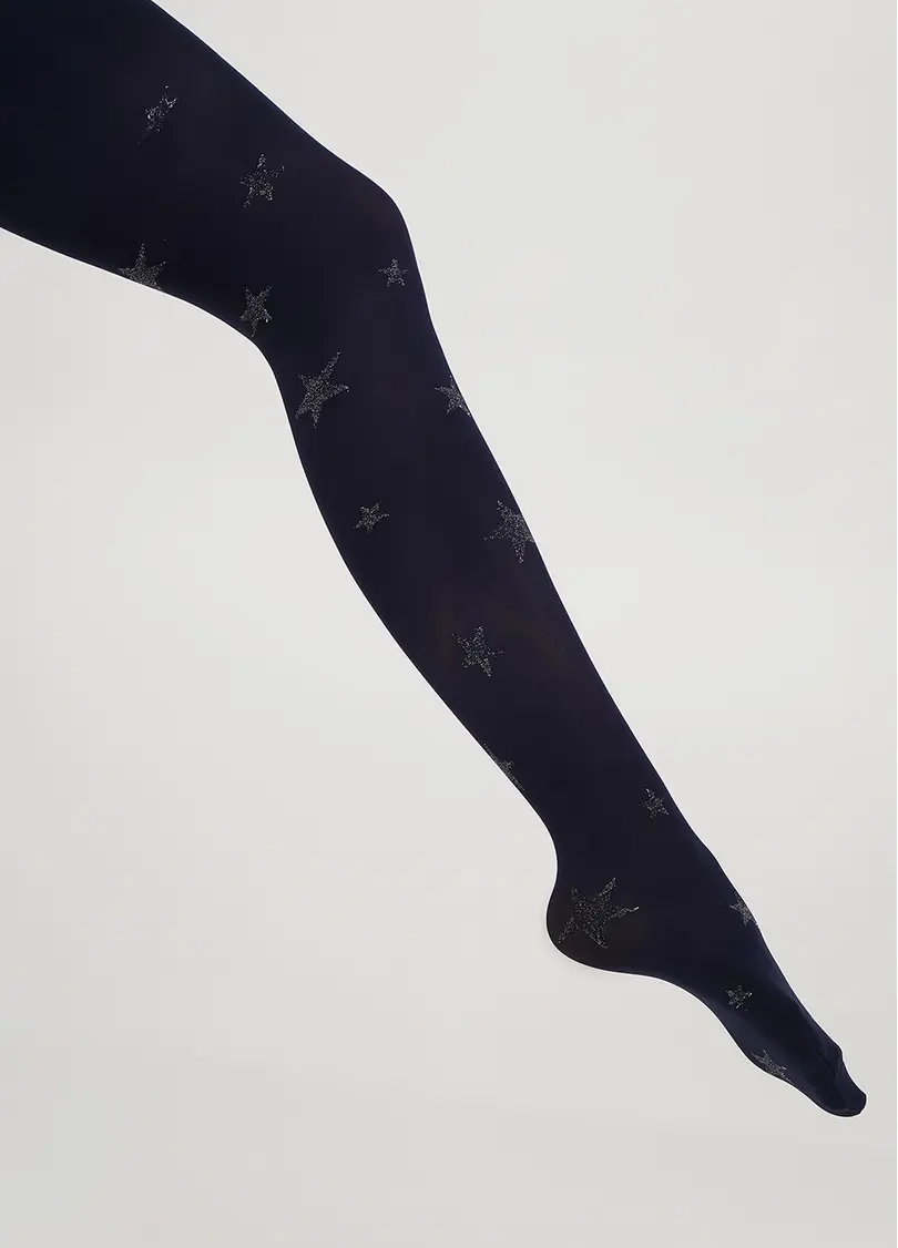 Дитячі колготки в зірки з люрексом KRISTAL 70 deep navy (синій)