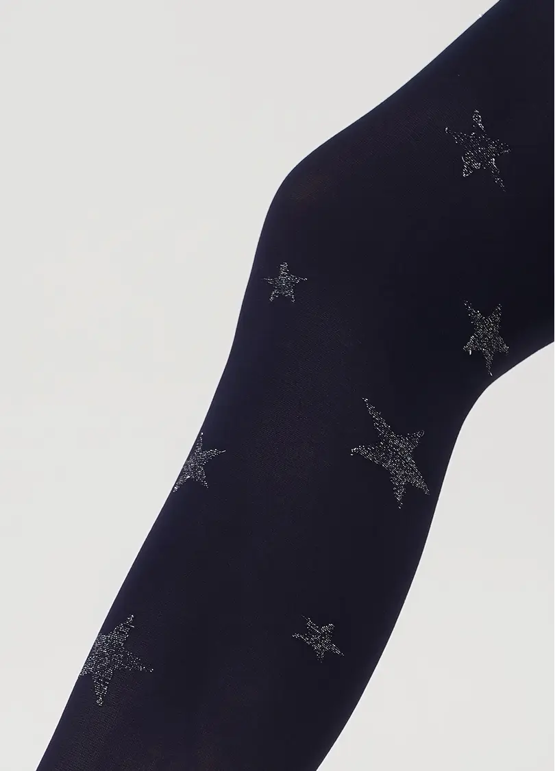 Дитячі колготки в зірки з люрексом KRISTAL 70 deep navy (синій)