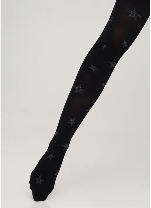 Детские колготки в звезды с люрексом KRISTAL 70 nero (черный)