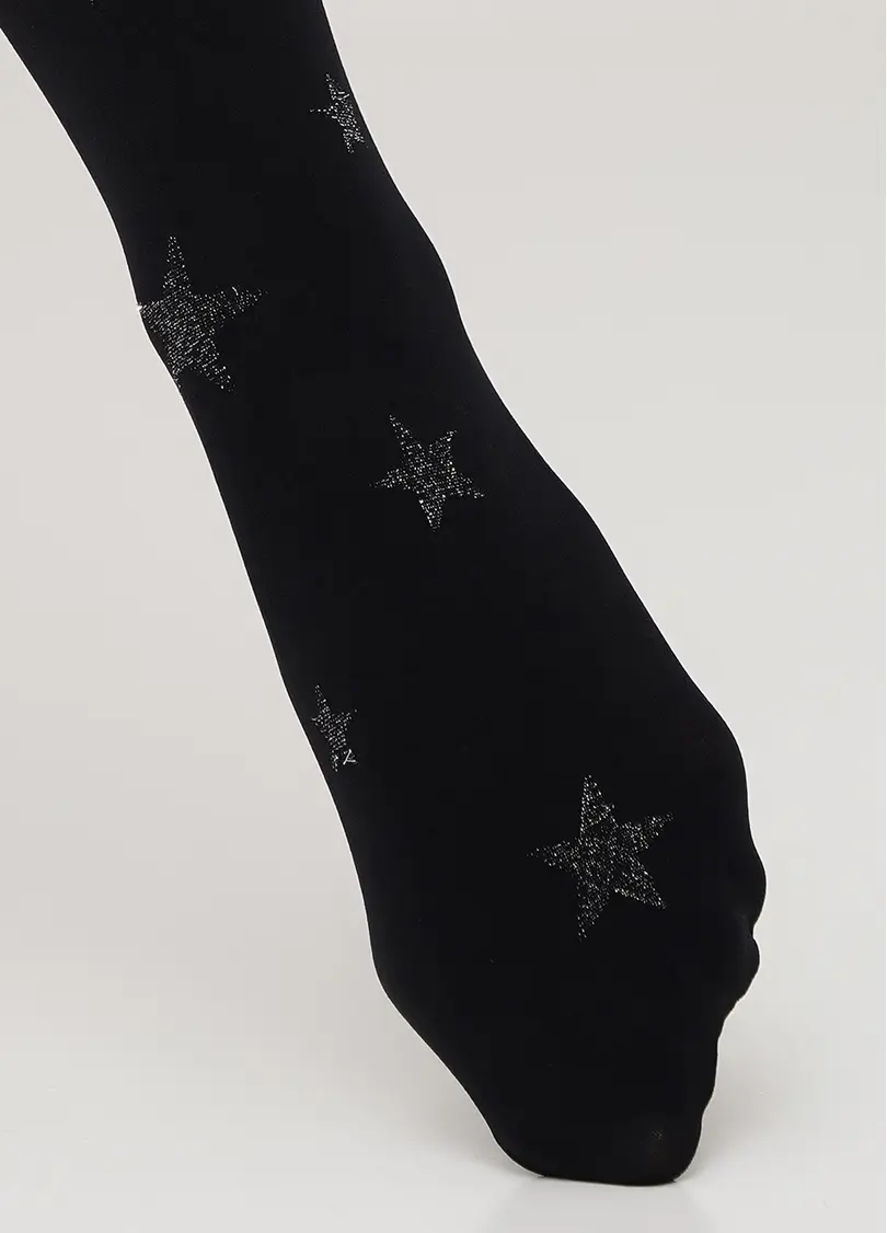 Дитячі колготки в зірки з люрексом KRISTAL 70 nero (чорний)
