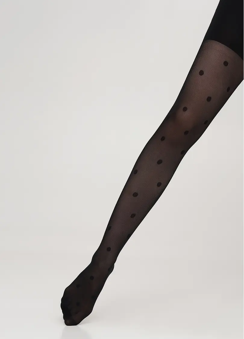 Дитячі капронові колготки в горох MILANA 40 (6) nero (чорний)