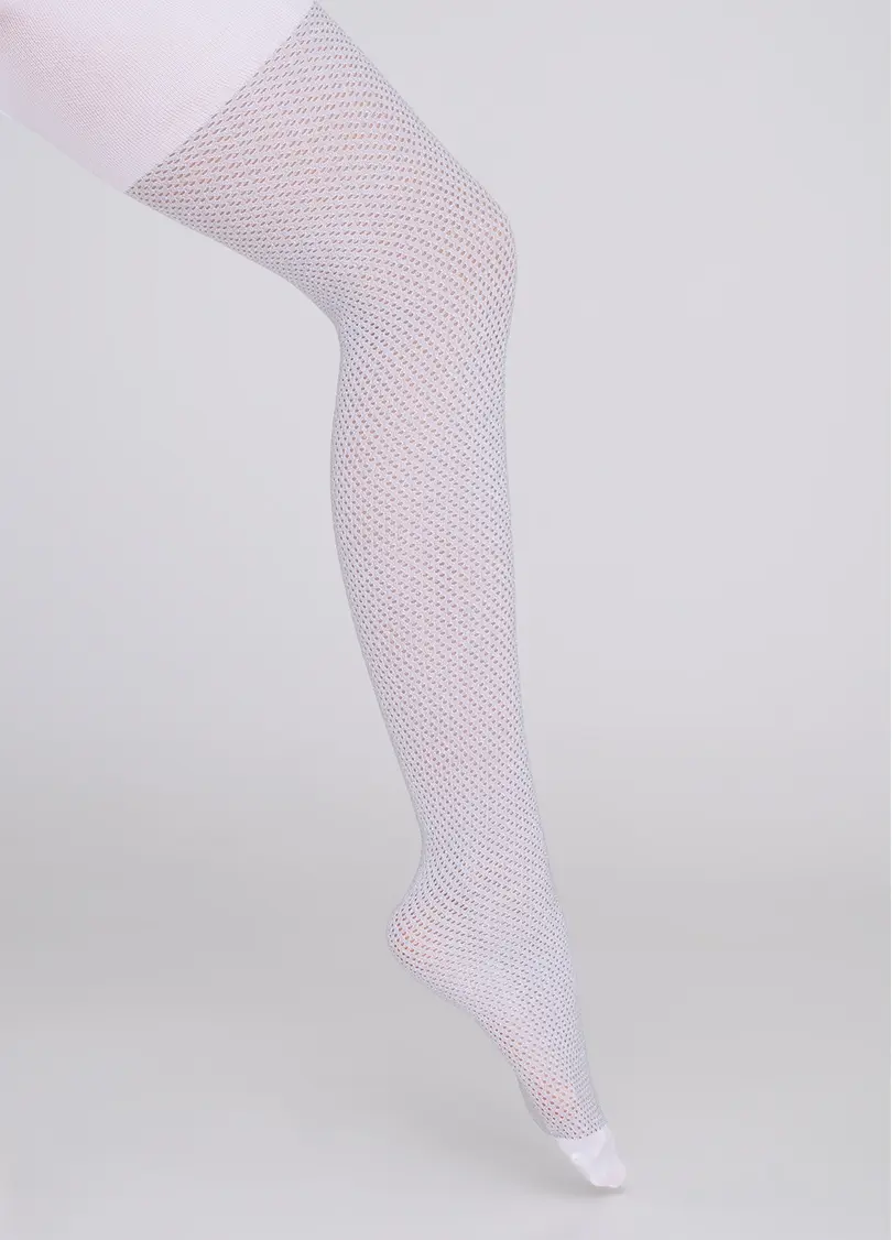 Дитячі колготки в сітку з люрексом TRAISY LUREX 80 (1) white (білий)