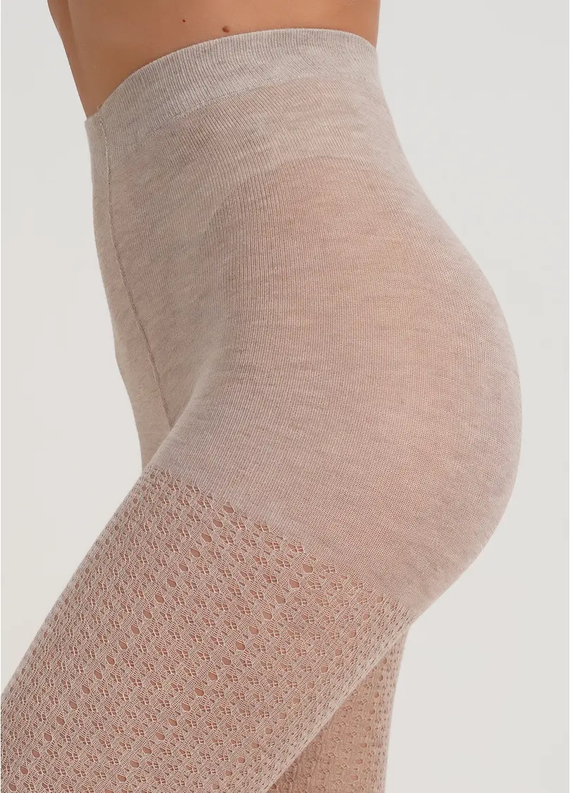 Колготки м'які та теплі в сітку CASHMERE FASHION NET 120 (4) sand (бежевий)