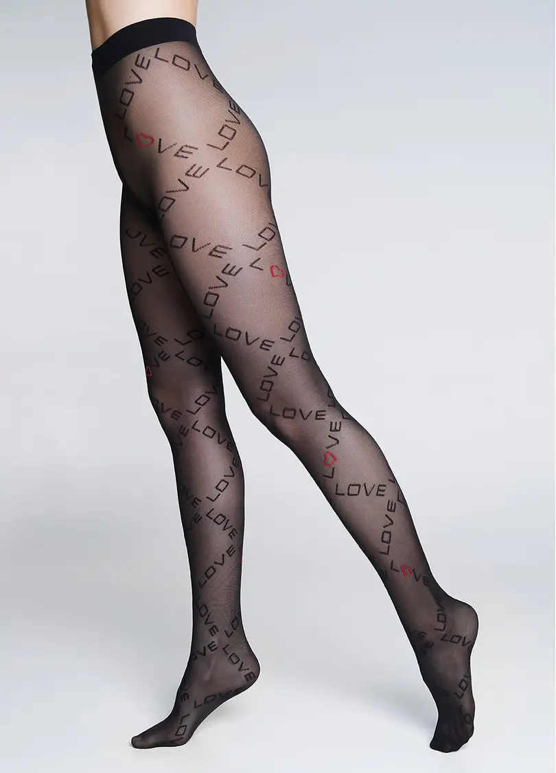 Колготки з написом "Love" DAZZLE 40 (2) nero (чорний)