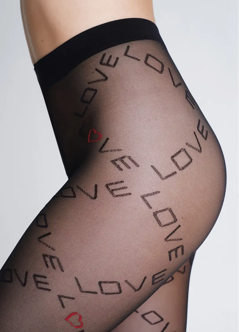 Колготки з написом "Love" DAZZLE 40 (2) nero (чорний)