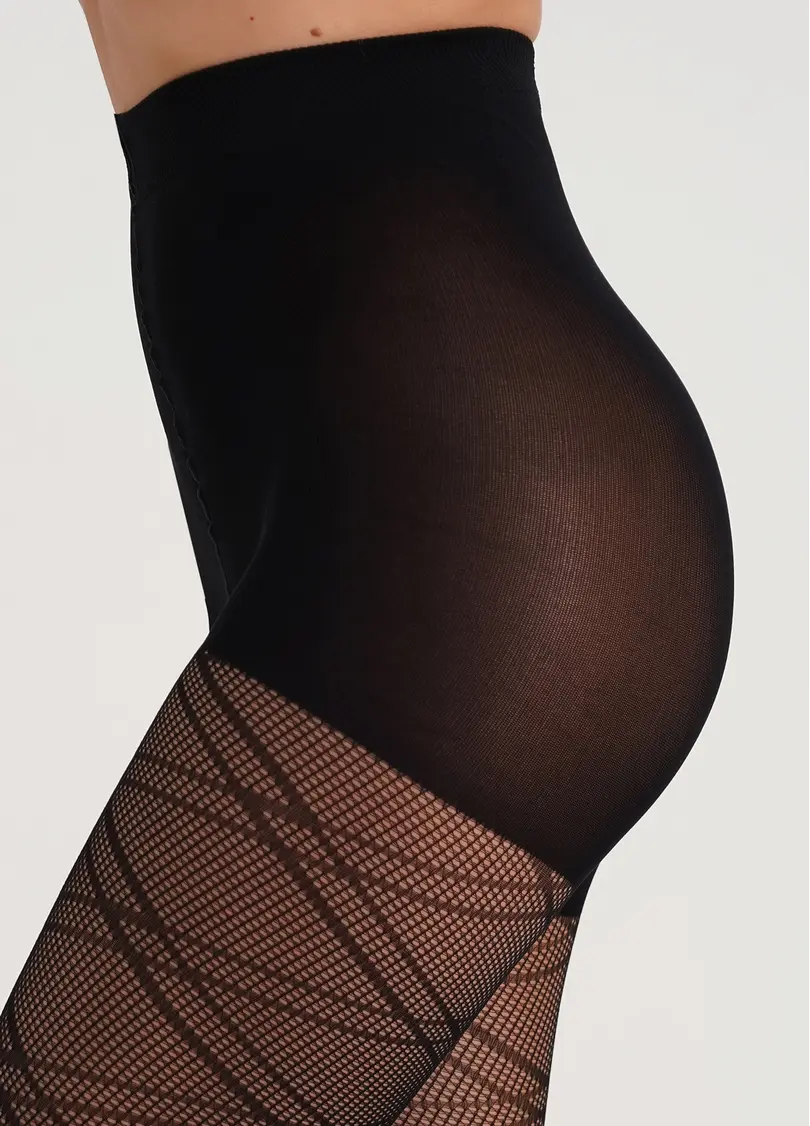 Колготки в сітку зі смугами FASHION NET 40 (4) nero (чорний)
